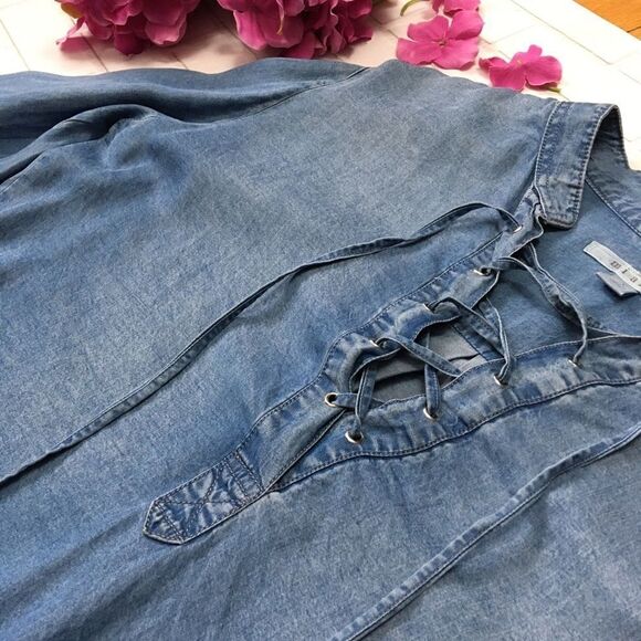 Francesca’s miami lace up chambray shirt | Size S - Picture 7 of 12